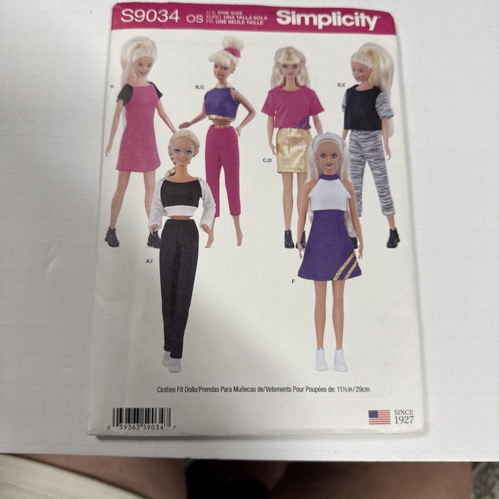 Simplicity 9034 Doll Clothes for 11 1/2" dolls Sewing Pattern *NEW*